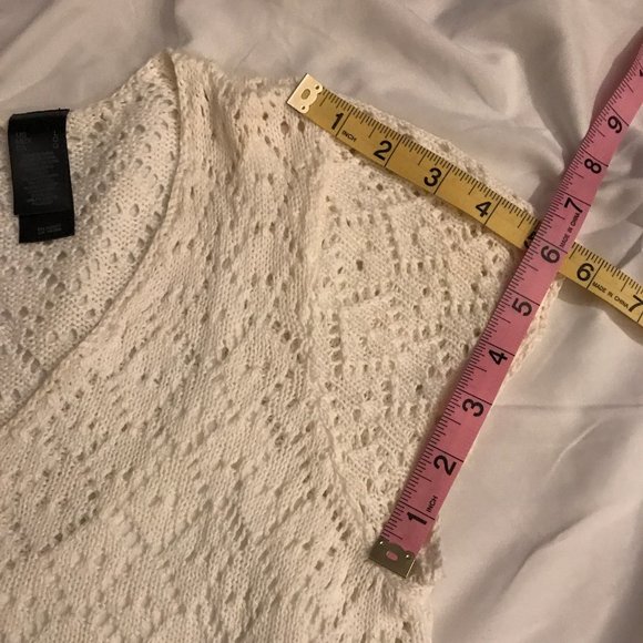 AXCESS (Liz Claiborne) White Short Sleeve Pointelle Crochet Tunic Sz. Large-NWOT - Picture 9 of 14